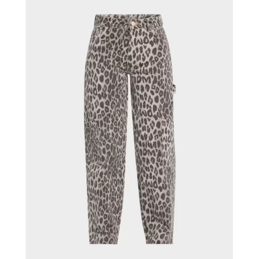 Anthropologie Damson Madder Womens 10 Drew Leopard Cargo Jeans Wide Leg Utility